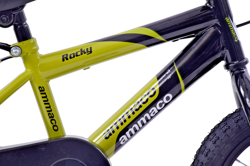 Ammaco Rocky 14 Inch Wheel Kids Bike Green and Black-1